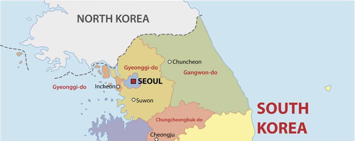 خريطة شمال كوريا الجنوبية