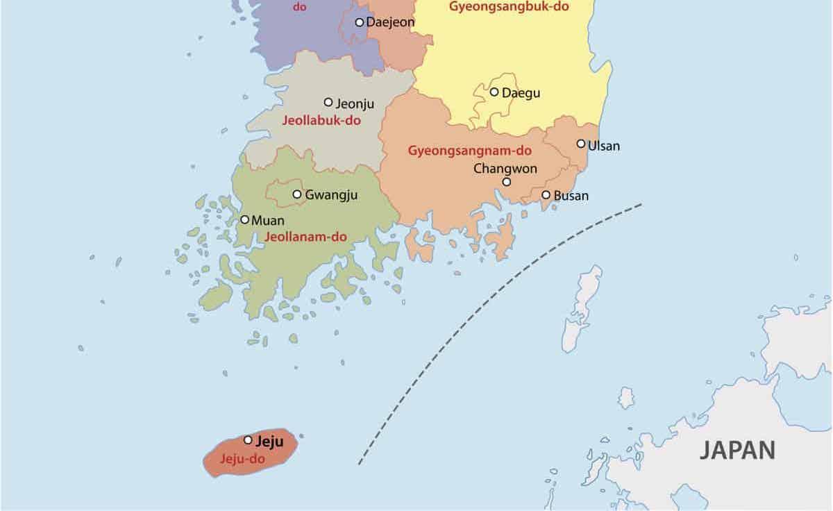 خريطة جنوب كوريا الجنوبية