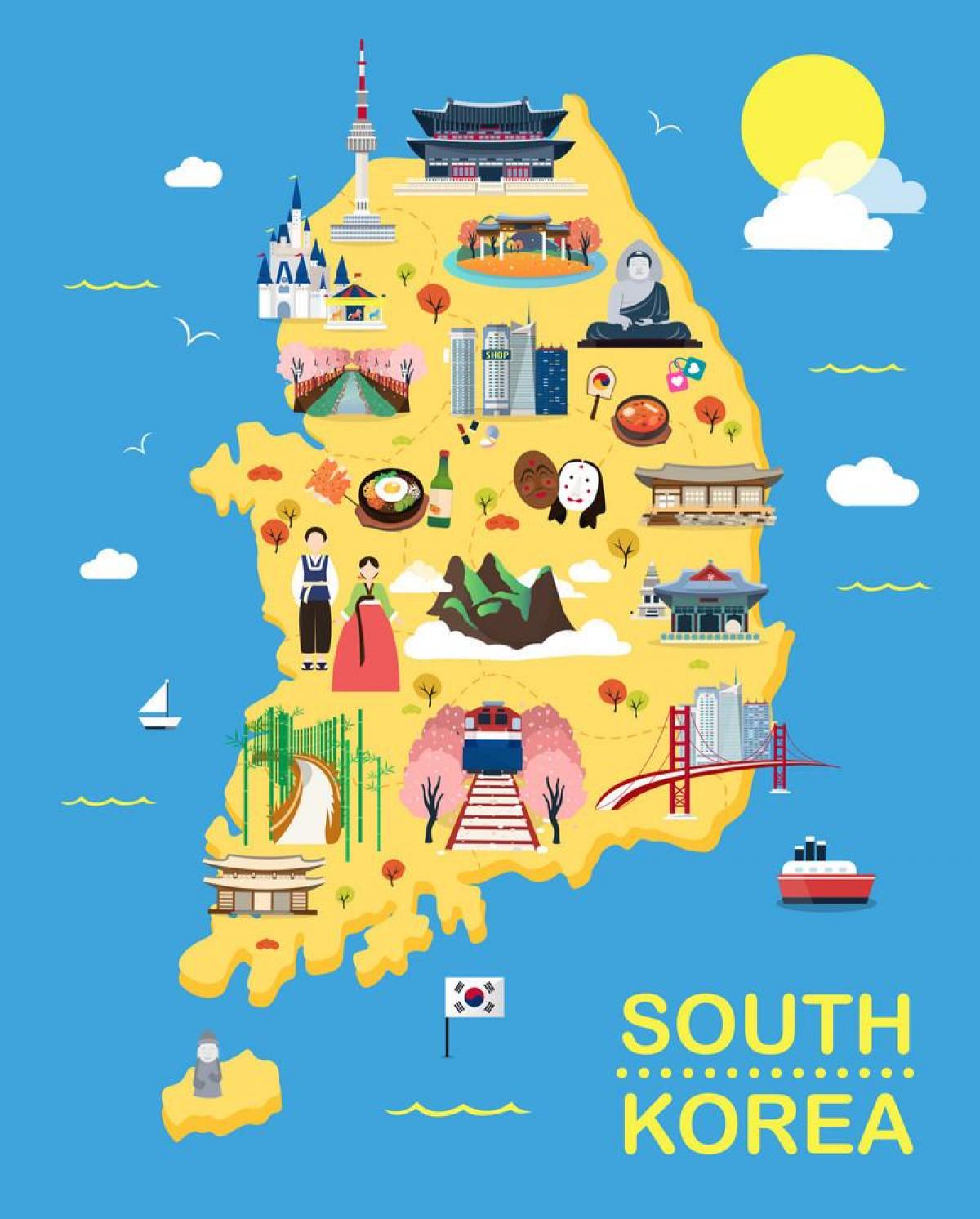 كوريا الجنوبية (جمهورية كوريا) خريطة المعالم السياحية