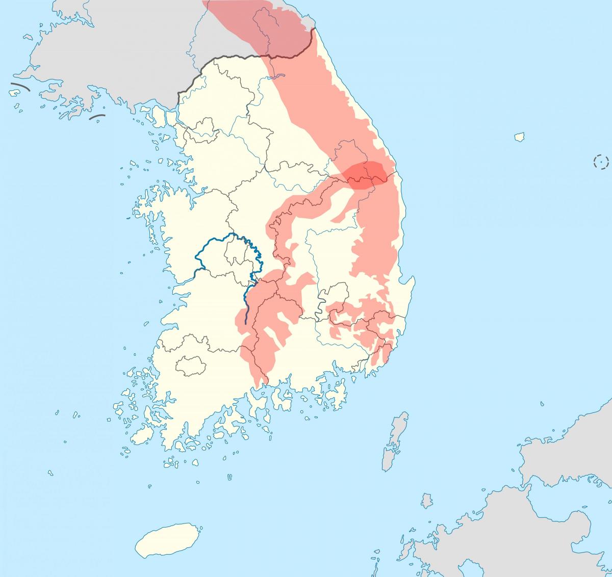 خريطة جبال في كوريا الجنوبية