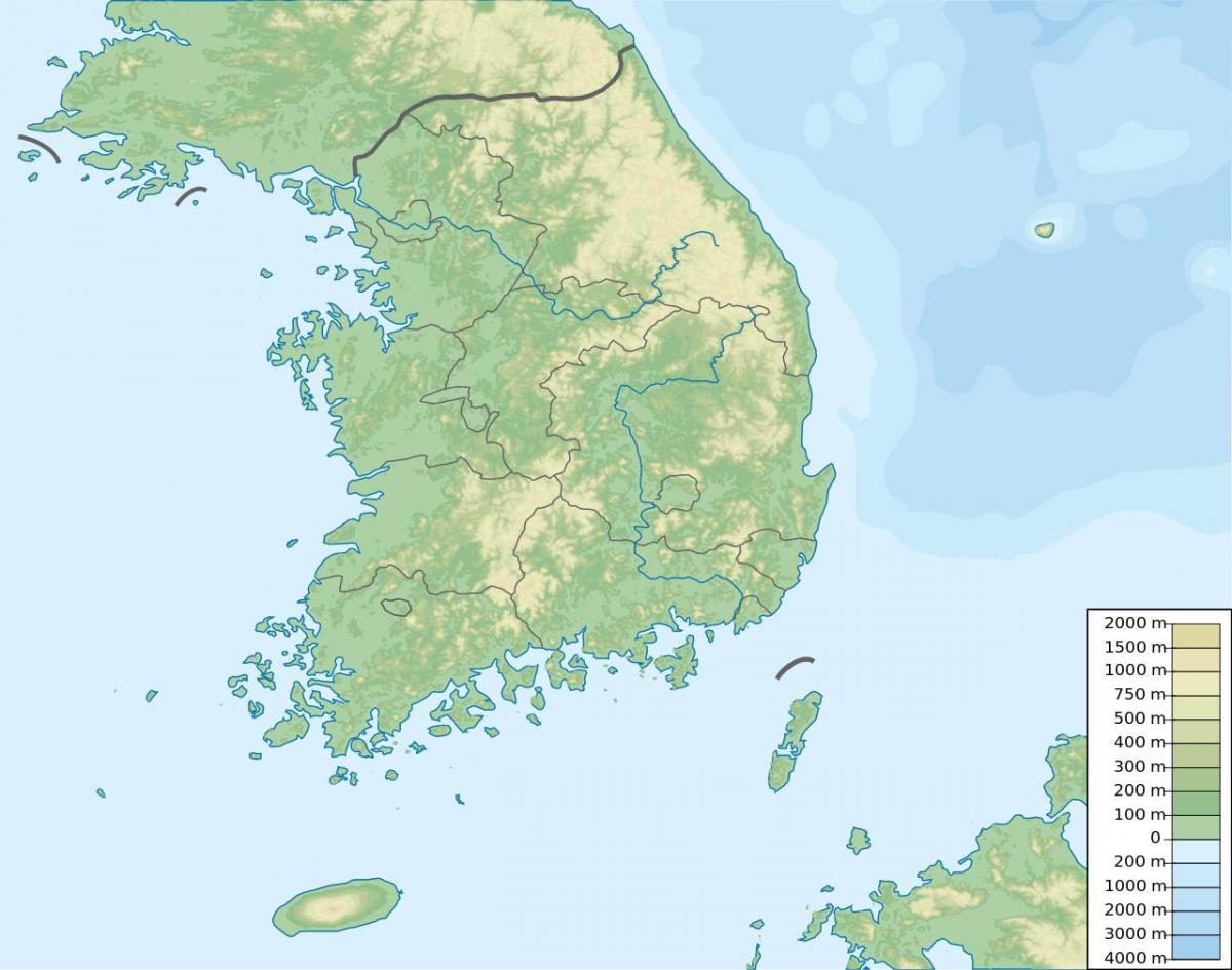 كوريا الجنوبية (جمهورية كوريا) خريطة شكل الأرض