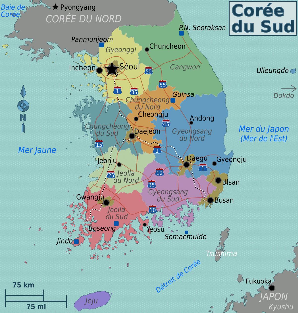 خريطة مناطق كوريا الجنوبية