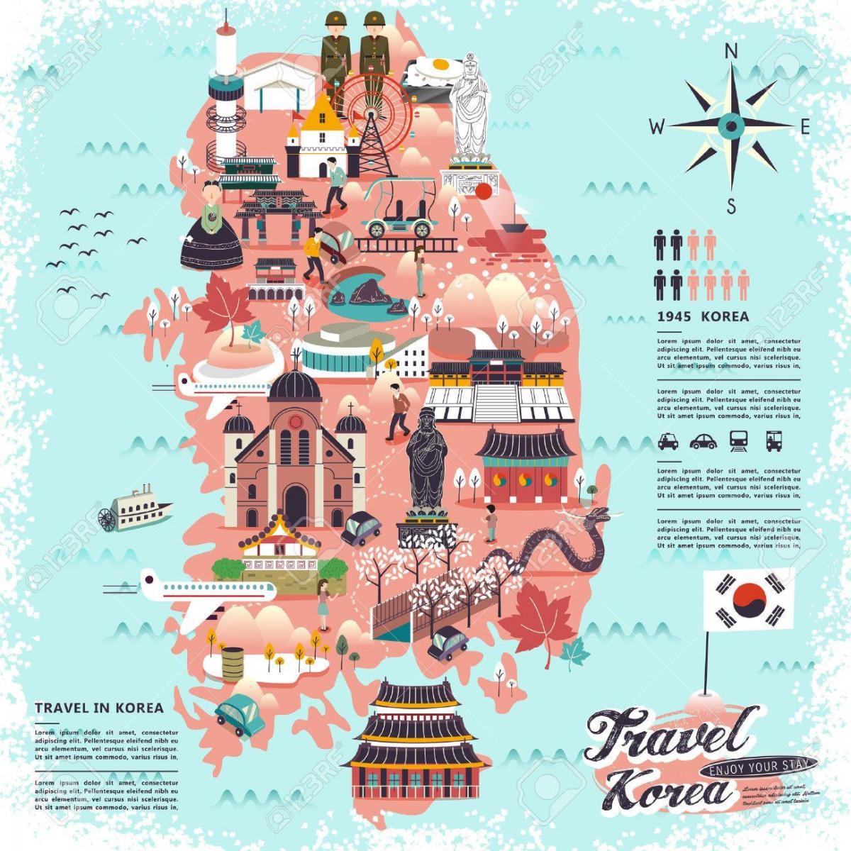 كوريا الجنوبية (جمهورية كوريا) خريطة السفر