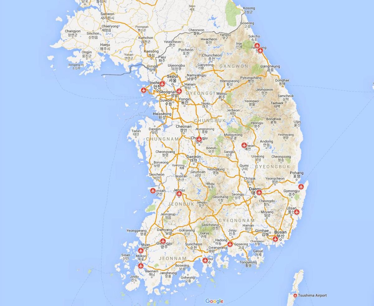 خريطة مطارات كوريا الجنوبية