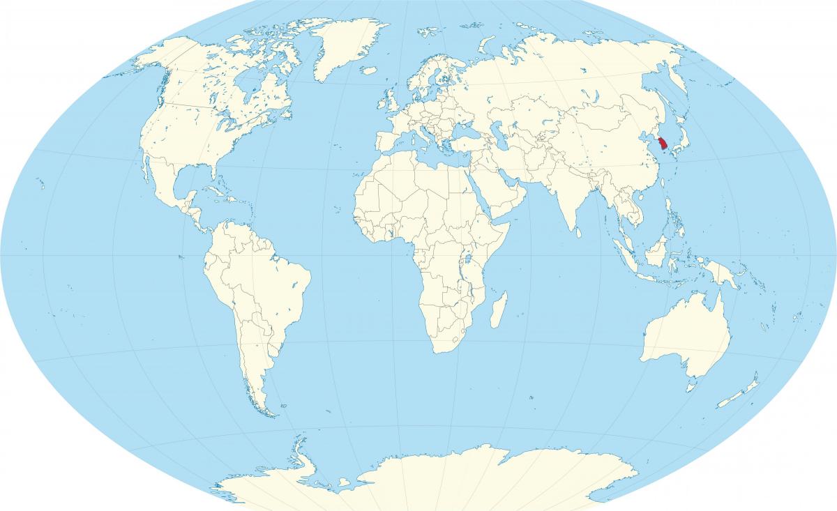 كوريا الجنوبية (جمهورية كوريا) الموقع على خريطة العالم